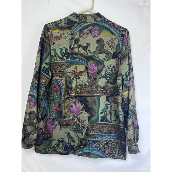 Geiger Collections Womens 38 (US 8) Green Long Sleeve 100% Virgin Wool Blouse - Picture 6 of 6